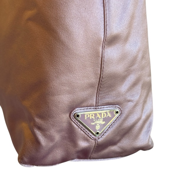 AUTH PRADA SILK LUCITE CLEAR PLASTIC HANDLE HOBO BAG 90s Y2K 💜 LAVENDER PURPLE - Picture 13 of 16